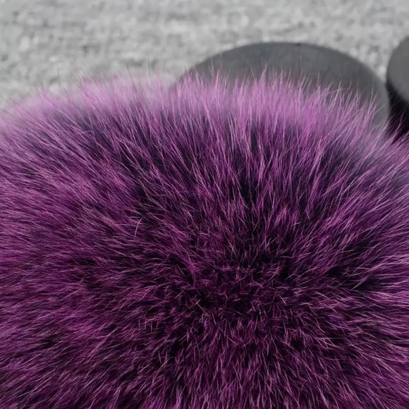 NEW! Real Fox Fur Slides / Fur Slippers - Picture 4 of 6